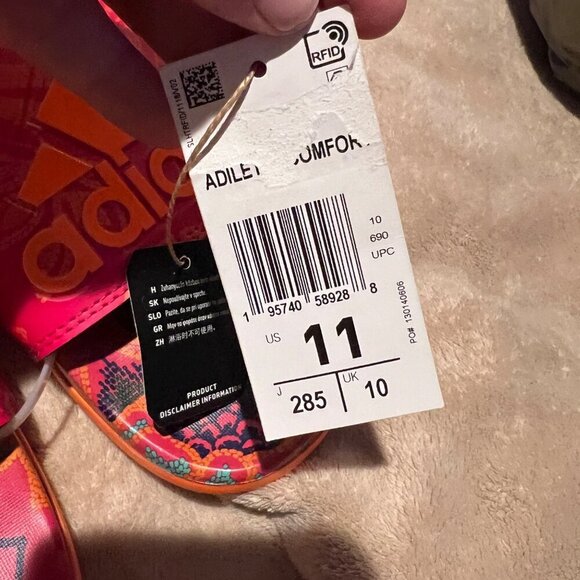 NWT FARM Rio Slide Sandals Adidas Collaboration Women's Size 11 Red Floral Print - Picture 4 of 7